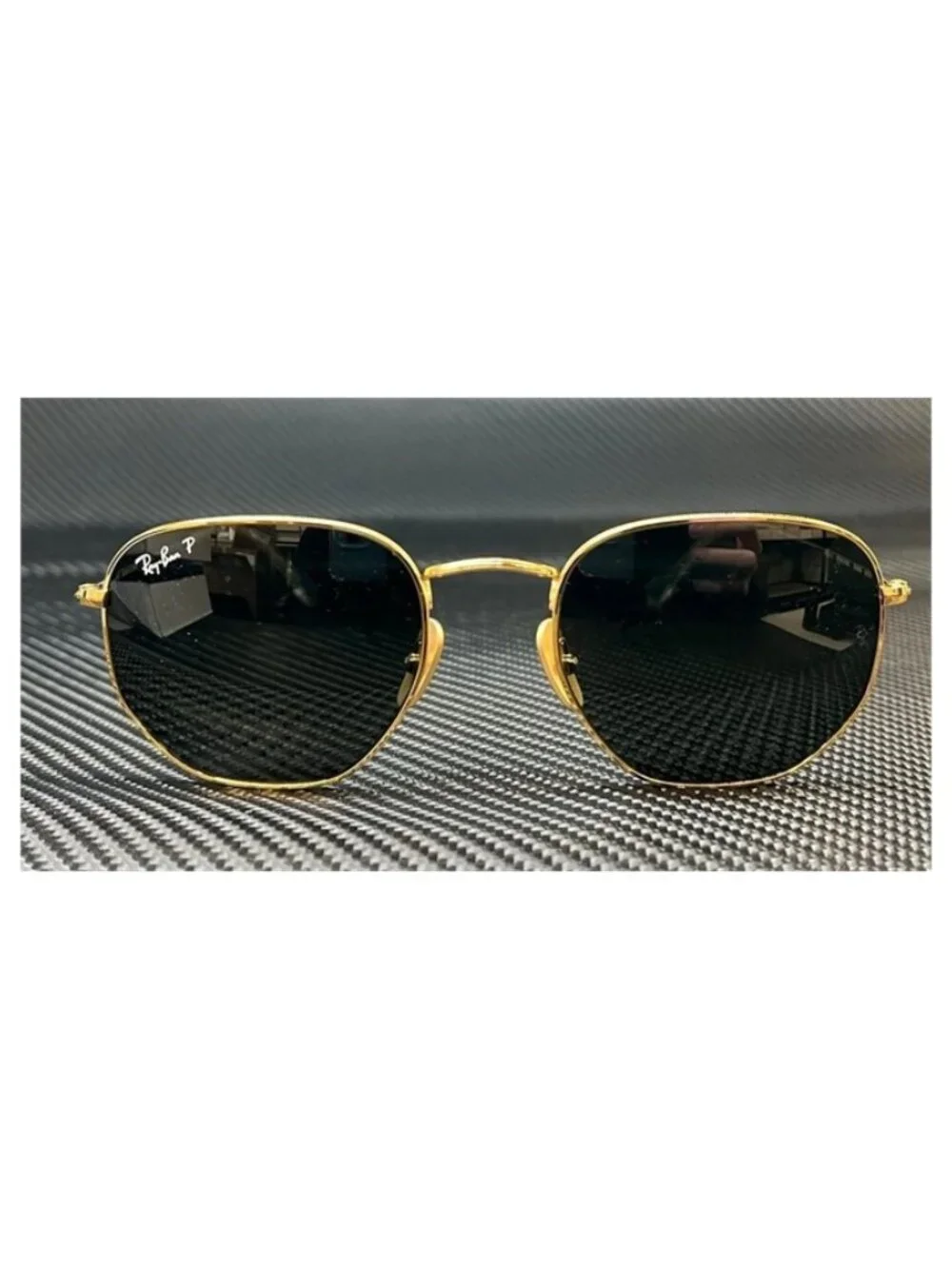 New Ray Ban Men  Gold Titanium Hexagonal Sunglasses  54- 21- 145